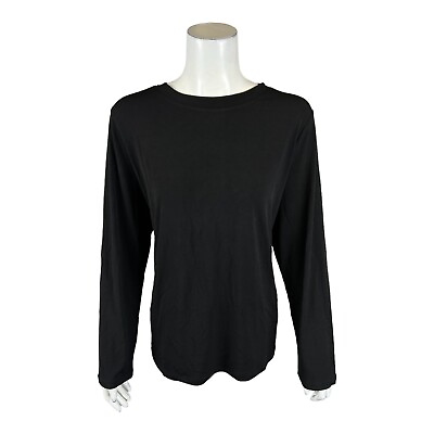 #ad Susan Graver Modern Essentials Liquid Knit Long Sleeve Top Black X Large Size $25.00