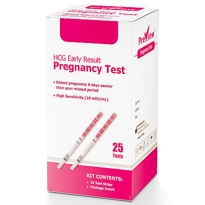 #ad 25 Pack Pregnancy Test Strips Early Detection 10 MIU ML Rapid and Accurate $9.99