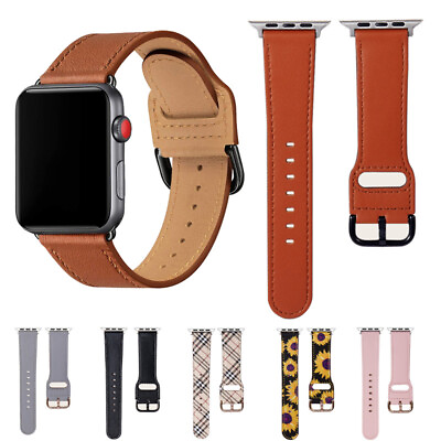 #ad For Apple Watch Genuine Leather Band Strap iWatch Series 9 8 7 6 5 4 SE 38 44mm $15.69