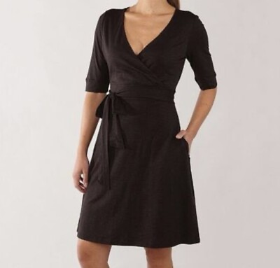 #ad Toad amp; Co Eco Organic Cotton Cue Wrap Cafe Mini Dress Womens sz L Short Sleeve $26.00