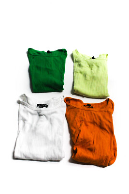 #ad J Crew Womens Short Sleeve Shirts Green Orange White Size Medium Lot 4 $40.81