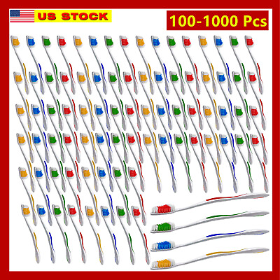 #ad 1000 Toothbrushes Lot Wholesale Standard Classic Toothbrush Individually Wrapped $21.99