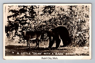 #ad Rapid City MI Michigan RPPC A Little Dear A Bare Behind Vintage c1952 Postcard $7.99