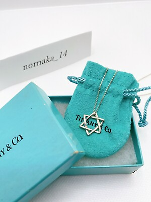 #ad Near MINT TIFFANY amp; Co. Star of David Sterling Silver Necklace Pendant with Box $169.99