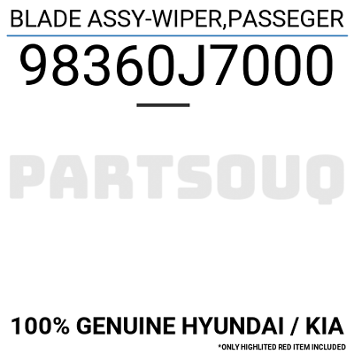 #ad 98360J7000 Genuine Hyundai KIA BLADE ASSY WIPERPASSEGER $33.69
