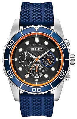 #ad Bulova Men#x27;s Quartz Chronograph Multi Dial Stainless Steel Watch 43mm 98A205 $134.99