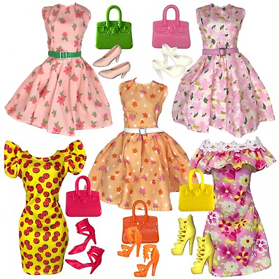 #ad Eledoll Clothes Fashion Pack for 12 inch Fashion Doll PALM BEACH LUNCHEON 5 pack $38.00