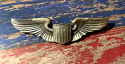 #ad Rare 1930s pre WW2 US Army Air Corps Aviator Pilot Wing GEMSCO Sterling Pin Back $211.65