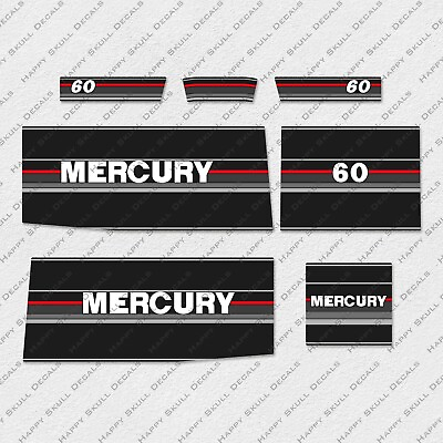 #ad Mercury 60 hp Two Stroke 1990 1991 outboard engine decals sticker set $49.45