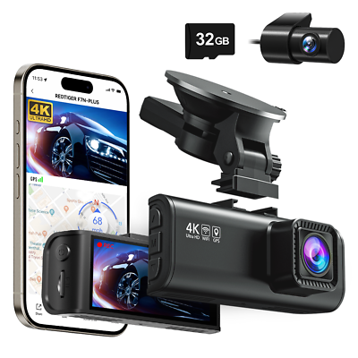 #ad REDTIGER Dash Camera Front and Rear 4K Dash Cam For Cars Built In WiFi amp; GPS $127.49