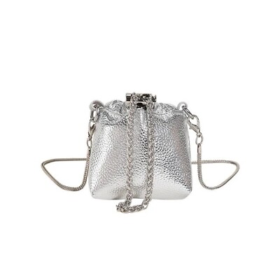 #ad Metallic Silver Mini Crossbody Elegant Clutch Purse Bag $19.99