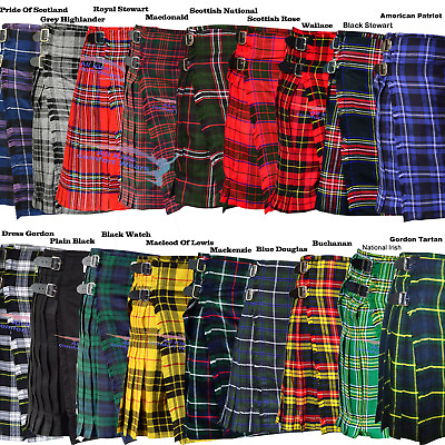 New Men#x27;s 5 Yard Scottish Kilts Tartan Kilt 13oz Highland Casual Kilt 6 Tartans $27.98