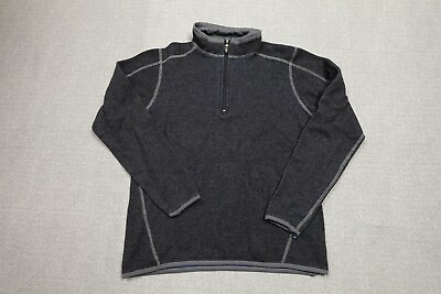 #ad Kuhl Sweater Mens Large Gray Chianti Fleece Quater Zip Stretch Hiking Retro $29.97