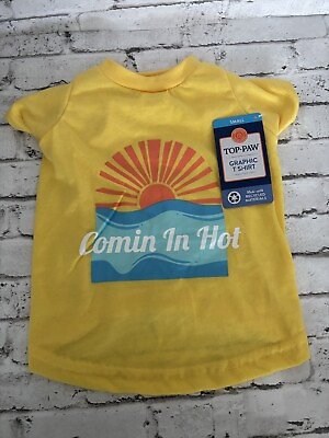 #ad Top Paw Yellow “Comin In Hot” Graphic Dog T Shirt NWT various Sizes $9.99