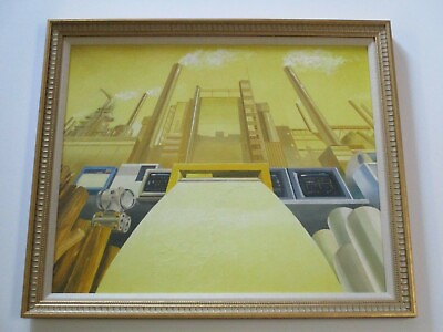 #ad VINTAGE PAINTING MACHINE AGE SPACE TECHNOLOGY INDUSTRIAL MACHINERY MYSTERY ART $1170.00
