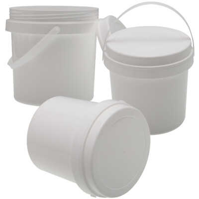 #ad White Plastic Bucket Toy Organizers 3pcs 1L 1 Gallon with Lid $14.39