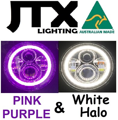 #ad 1pr 7quot; LED Headlights PURPLE and WHITE Halo MG MGA MGB Midget GT AU $474.00
