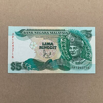 #ad Rare High Grade Malaysia 5 Ringgit Banknote 1986 Malaysian Currency Paper Money $19.95