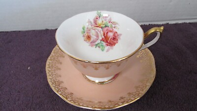 #ad VINTAGE ROYAL ALBERT BEAUTIFUL PEACH COLOR ROSES TEACUP amp; SAUCER MADE IN ENGLAND $29.99