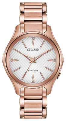 #ad Citizen Ladies Eco Drive Modena Silver Dial Pink Gold Watch 36MM EM0593 56A $65.99