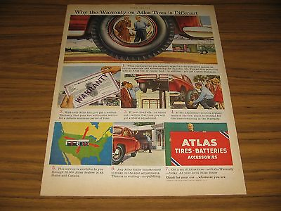 #ad 1950 Print Ad Atlas Tires amp; Batteries Why the Warranty? Service Station $14.53