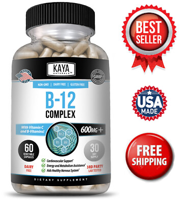 #ad B 12 Complex 60ct Vitamins B1 B2 B3 B5 B6 B8 amp; B12 Energy Metabolism Aid $9.98