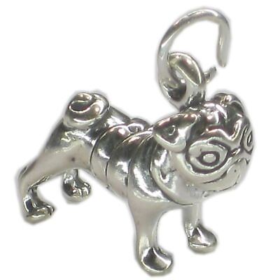 #ad Pug Dog sterling silver charm .925 x 1 Pugs Dogs Doggy charms. $35.75