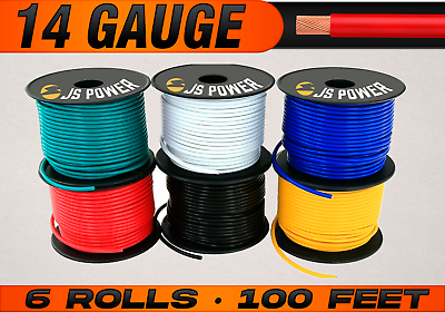 #ad 14 Gauge 12v Automotive Primary Wire Remote Cable CCA 6 Rolls 100 Feet Each $39.95