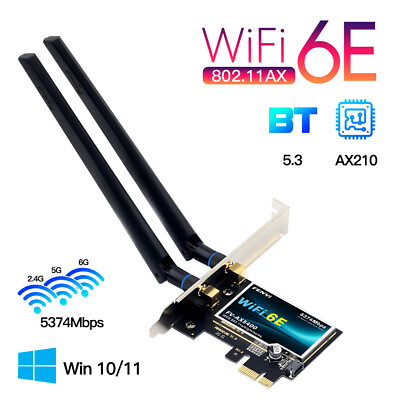 #ad AX5400 WiFi 6E Intel AX210 PCIe WiFi Card Tri Band BT5.3 Desktop PC WiFi Adapter $23.99