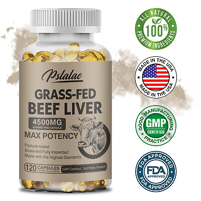 #ad Grass Fed Beef Liver Capsules 4500MG Max PotencyImmune Support Natural Iron $7.77