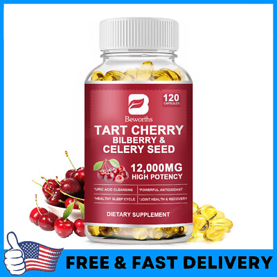 #ad Tart Cherry Extract Capsules with Celery Seed Uric Acid Cleanse Muscle Recovery $11.59