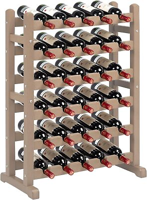 #ad 6 Tier HDPE 30 Bottle Wine Rack Wine Cellar Wine Shelf Display Wood Color $63.99