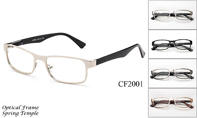 #ad Unisex Clear Lens Metal Rectangular Frame Spring Temple RX Ready Optical Frame $19.99