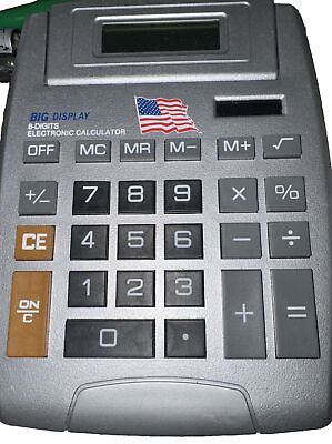 #ad BIG DISPLAY Electronic Calculator Silver 8 Digits Display Works $12.00