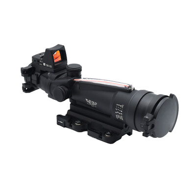 #ad TA11 3.5X35 Real Red Fiber Optic Illuminated Glass Riflescope with Red Dot Sight $157.99