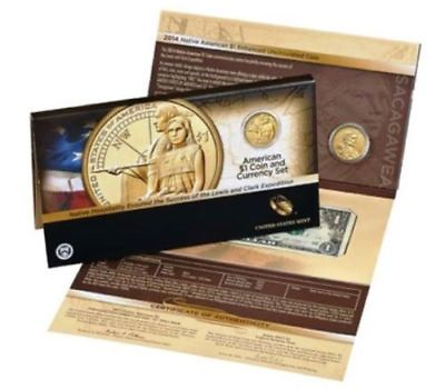 #ad 2014 American $1 Coin and Currency Set with Enhanced Sacagawea *No Coin* One $8.95