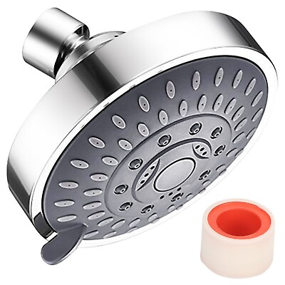 #ad 4 Inch Adjustable 5 Spray Modes Shower head Wall Mounted Round Hand Shower $9.99
