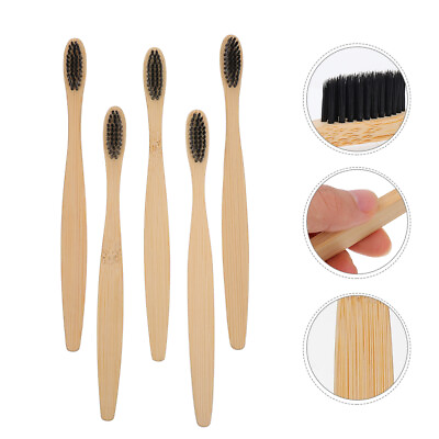 #ad 10 Pcs Wooden Bamboo Handle Toothbrush Child Nylon Wool Toothbrushes $8.79
