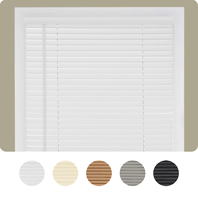 #ad Cordless Window Blinds Mini Blinds 1quot; Black White Alabaster Wood Vinyl Blind $29.49
