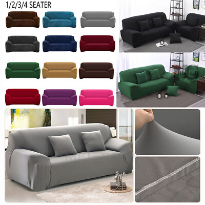 #ad Stretch Sofa Covers Couch Chair 1 2 3 4 Seater Elastic Slipcover Protector Cover $21.14