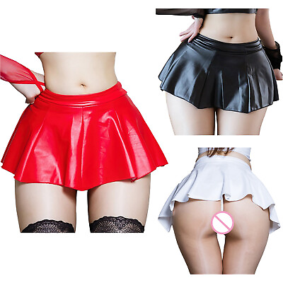 #ad Womens Zipper PVC Leather Bodycon Short Mini Skirt Fishnet Pencil Dress Clubwear $8.27