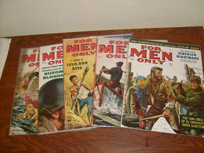 #ad 5 vintage FOR MEN ONLY magazines from 1955 to 1958 $95.00