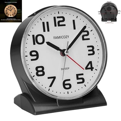 #ad Analog Alarm Clock 4.5quot; No Ticking Gradual Rise Alarm Big Numbers Backlight $24.13