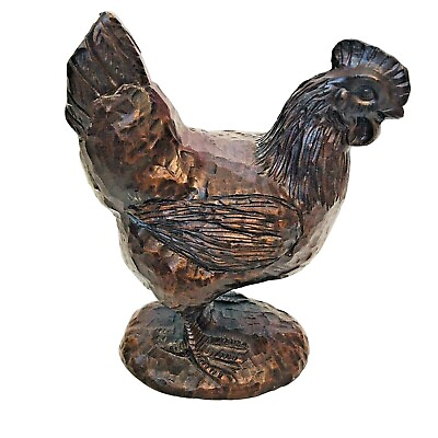 #ad Chicken Folk Art Figurine Heavy Carved Resin Americana Farm Animal 6quot; $18.00