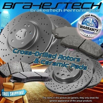 #ad Front Rear Cross Drilled Rotors amp; Ceramic Pads for 2013 2015 BMW X5 xDrive50i $484.11