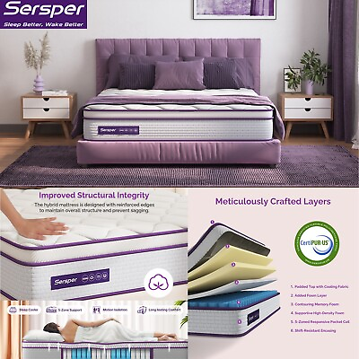 #ad 12quot; Inch Full Size Gel Memory Foam amp; Innerspring Hybrid Bed Mattress in a Box $237.59