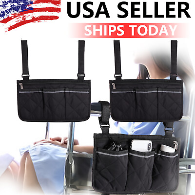 #ad 2X Outdoor Wheelchair Side Pocket Organizer Holder Pouch Armrest Storage Bag US $10.15