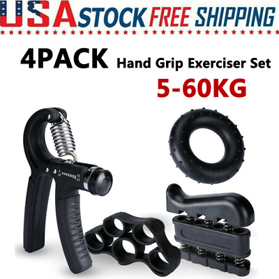 #ad 5 60Kg Adjustable Heavy Hand Gripper Fitness Exerciser Grip Wrist Training 4 PCS $11.29