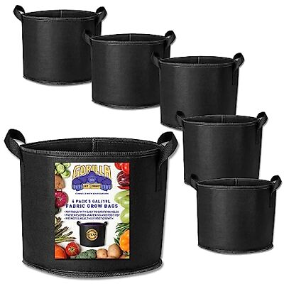 #ad Grow Bags 5 Gallon 6 Pack with Handles for Plants Seeding Indoor or Outdoor G... $22.91