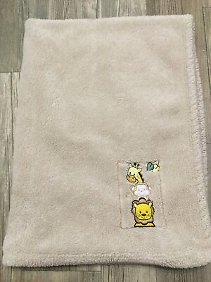 #ad SL Home Fashion Baby Fleece Sherpa Blanket Lion Monkey Giraffe Fuzzy EUC A5 $29.00